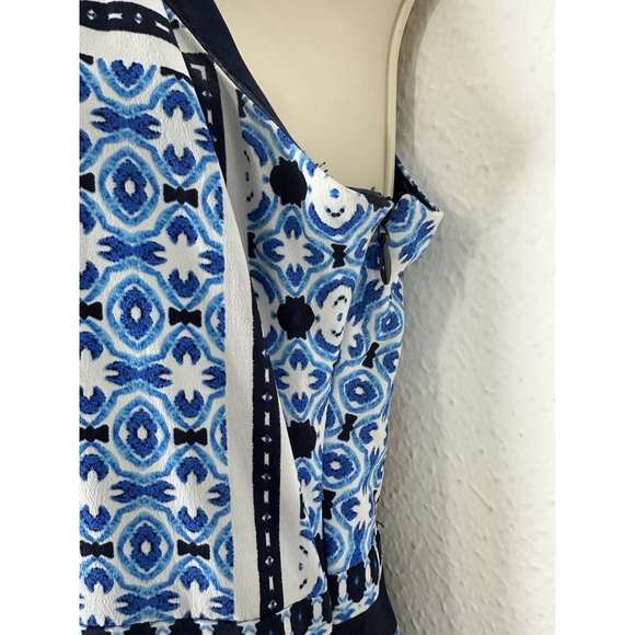 Eliza J Scarf Print Crepe De Chine Maxi Dress Sz 4 Blue Boho Gypsy Resort Party - Picture 8 of 14